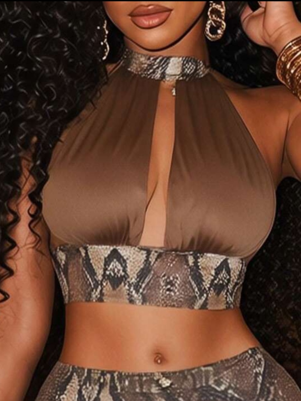 Snake Print Halter Crop